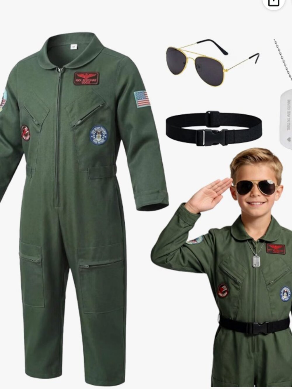 Kids Toddler Pilot Costume Flight Suit